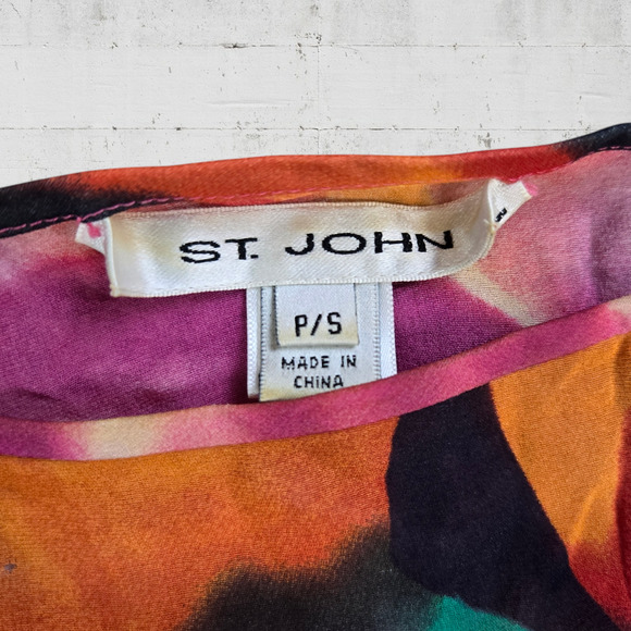 St John Floral Sheer Silk Blend Swim Suit Cover Up Bathing Suit Cover Size Small - Picture 2 of 9